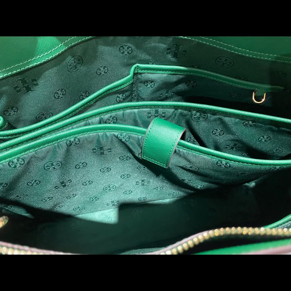 SALE Tory Burch Large Laptop Tote Green - Picture 6 of 8
